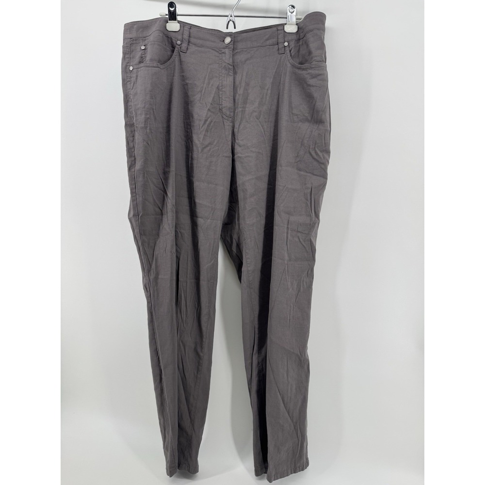 Eileen Fisher Linen Blend Gray Button Front Pants‎ Size 18W
